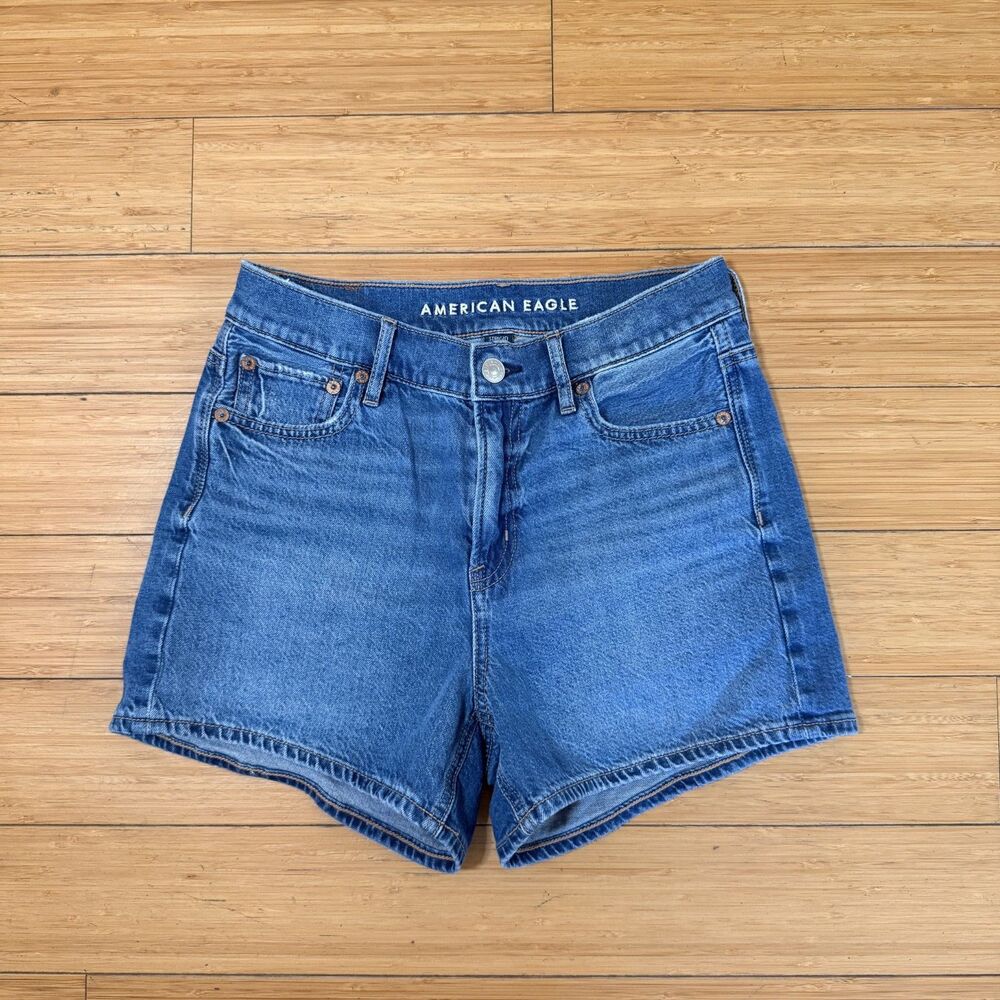 American Eagle High Rise Relaxed Denim Shorts Size 0 Blue Jean Cutoffs